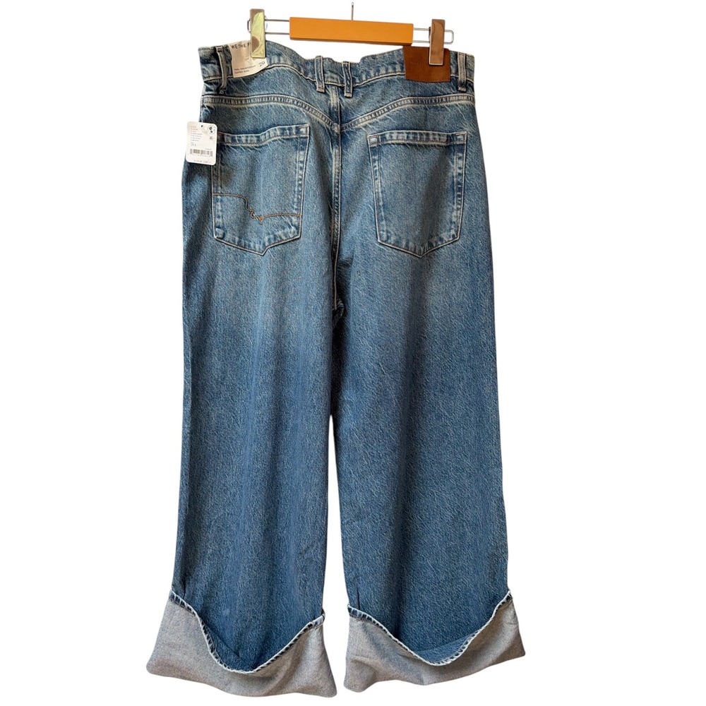 Free People We The Free Final Countdown Cuffed Wide Leg Jean Blue Size 29 S NWT - Picture 3 of 12